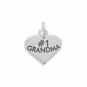 #1 Grandma Charm Sterling Silver - Made in the USA Exquisite Shine Finish Night Appeal