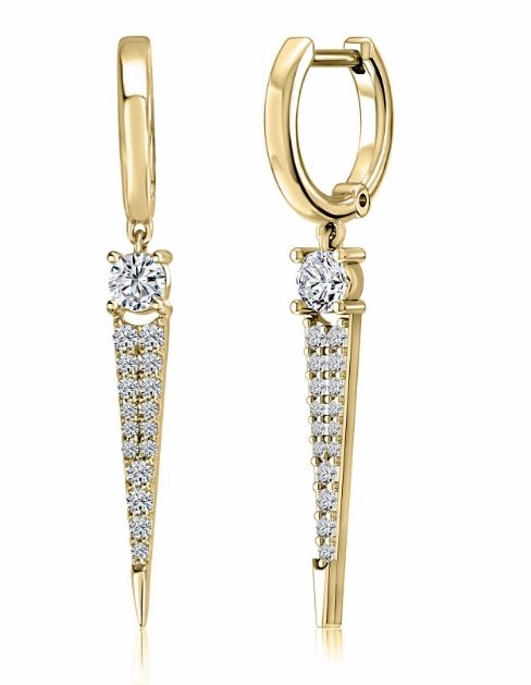 Modernist Accessory A. JAFFE Round Dangle Diamond Earrings in 14K Yellow Gold (.68ctw)