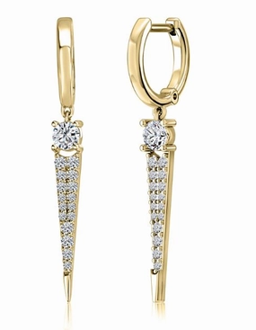 Modernist Accessory A. JAFFE Round Dangle Diamond Earrings in 14K Yellow Gold (.68ctw)
