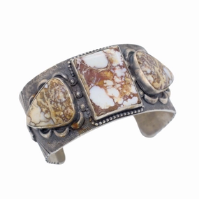 Aaron Parkett Handmade Navajo Sterling Silver Wild Horse Bracelet Shiny Jewelry Touch