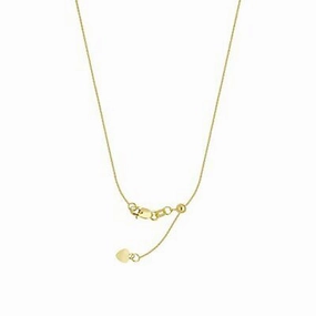 Adjustable Cable Chain .9mm Adjust to 22 inches Yellow Gold on Sterling Silver Styled Set
