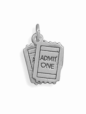 ADMIT ONE Tickets Charm 3-D Sterling Silver, Made in the USA Refined Glow