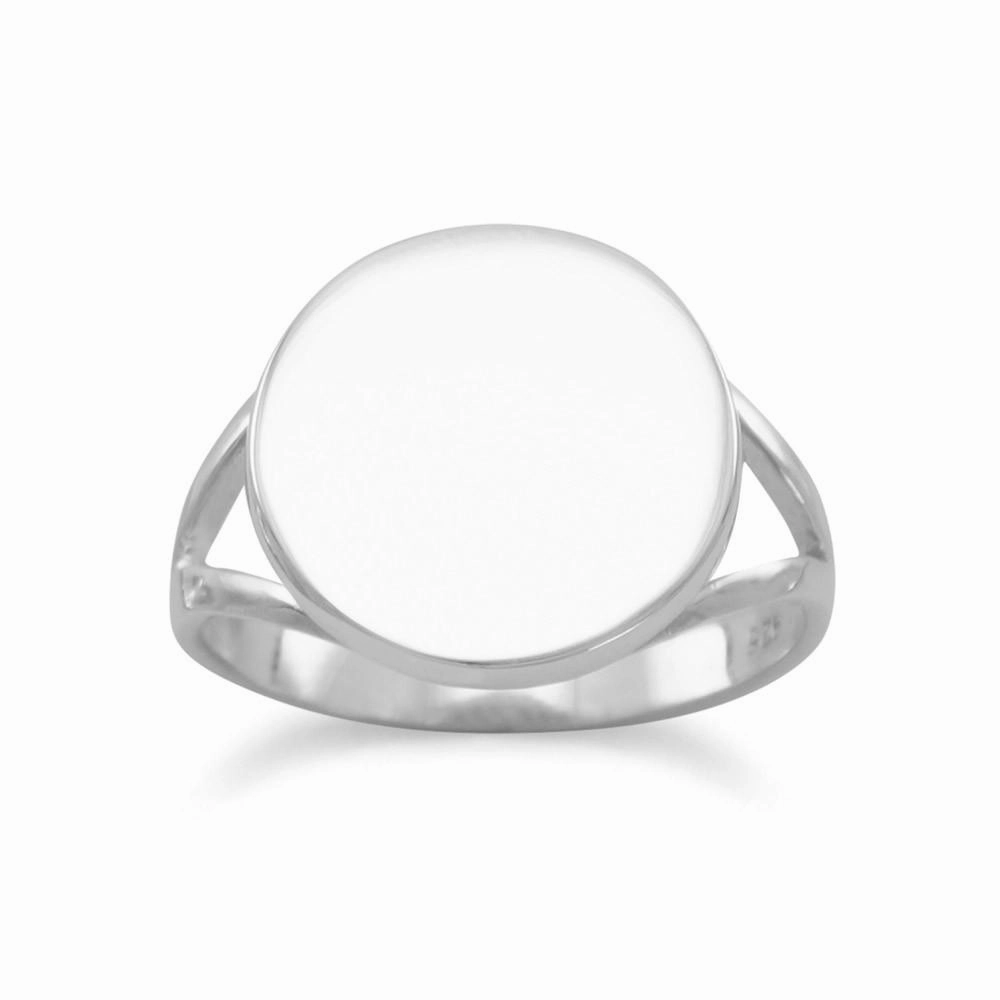 Engravable Ring 14mm Round Sterling Silver Split Band Trendy Ornament Budget Item