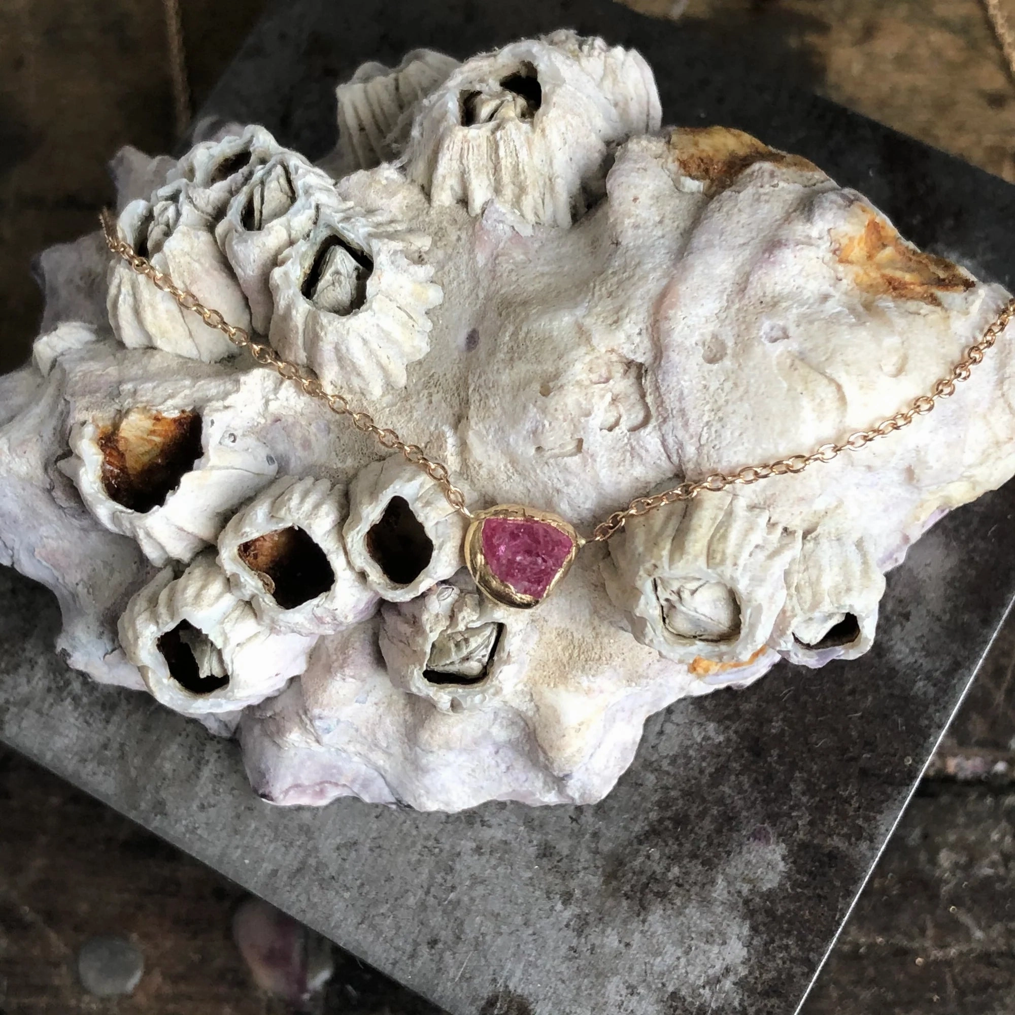 High-End Item Wire Wrapped Piece Bud Pendant - 14k Gold   Pink Spinel