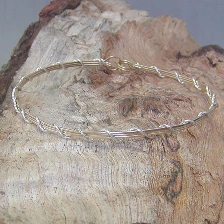 Personal Keepsake Two-Tone Silver Over Gold Thin Wire Wrapped Bracelet  SSSwa
