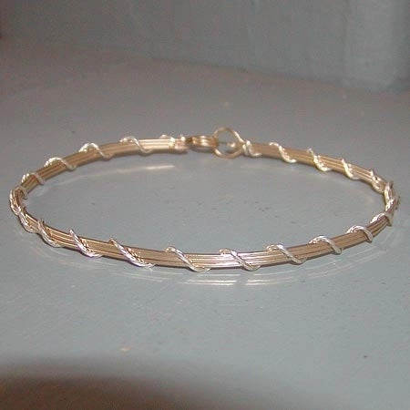Two-Tone Silver Over Gold Thin Wire Wrapped Bracelet  SSSwa Bohemian Rhapsody