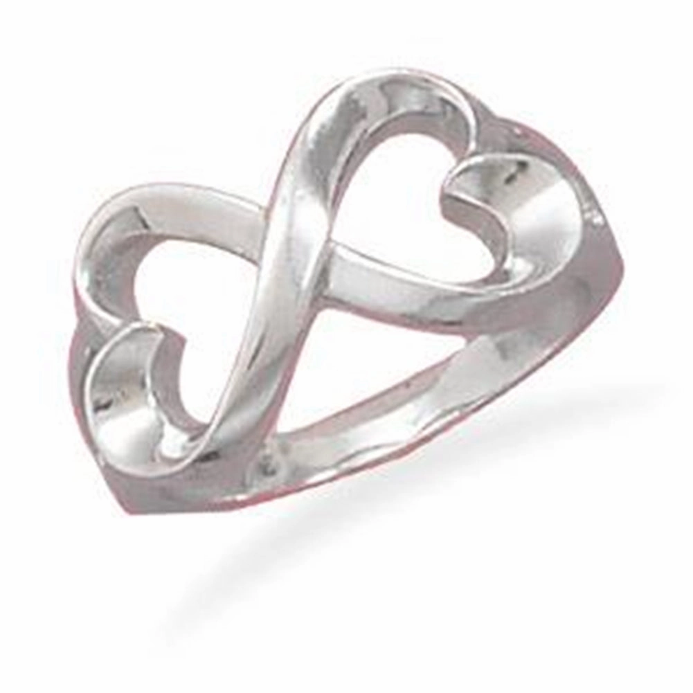 Infinity Hearts Ring Rhodium-plated Sterling Silver - Nontarnish, size 8 Petite Accessory Versatile Accessory