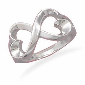Infinity Hearts Ring Rhodium-plated Sterling Silver - Nontarnish, size 8 Petite Accessory Versatile Accessory