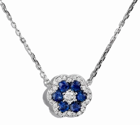 Holiday look Bremer Jewelry 18K White Gold Sapphires and Diamond Cluster Necklace (1.93ctw)
