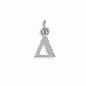 bright light Greek Alphabet Letter Delta Charm Sterling Silver - Made in the USA