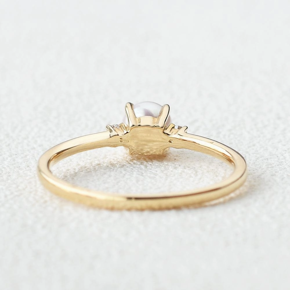 Glistening Accent Classic Spark Akoya Pearl & Moissanite Yellow Gold Ring