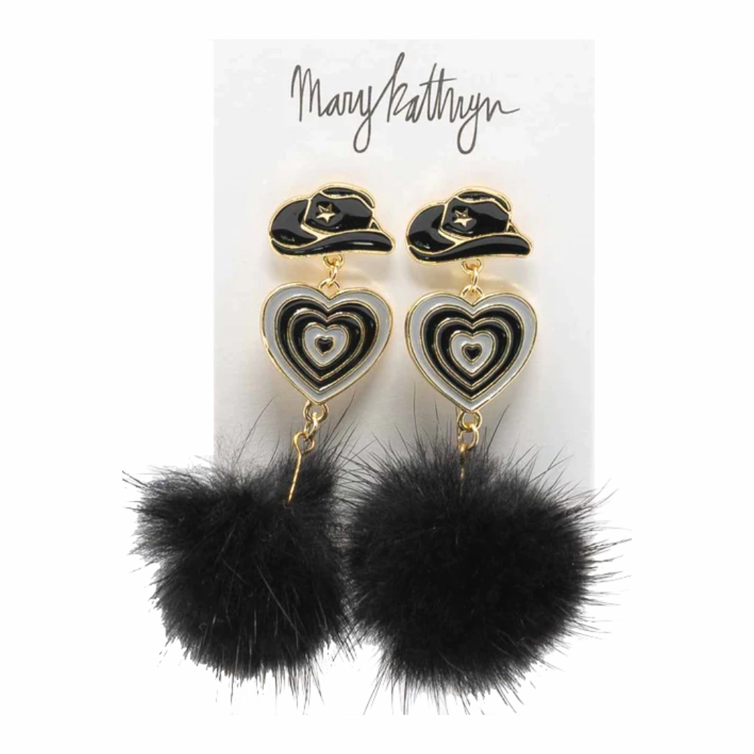 Aldean Cowboy Hat Puff Earrings Bright Trinket