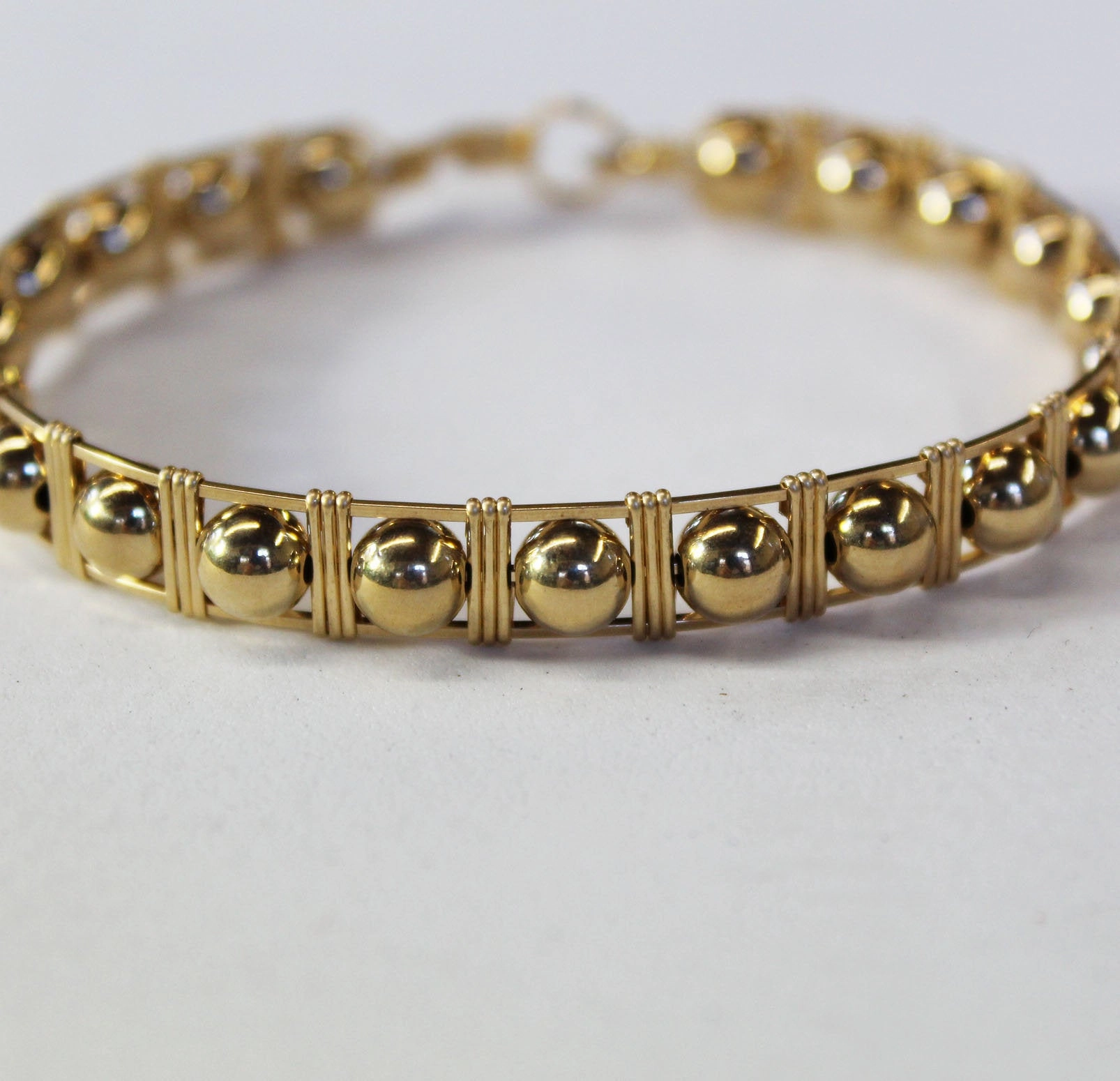 Gift-Wrapped All Bead Bar Style Gold Filled Beads Wire Wrapped Bracelet