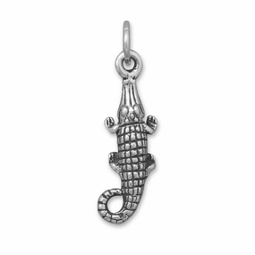 Alligator Charm Sterling Silver Antiqued Finish Graceful Charm