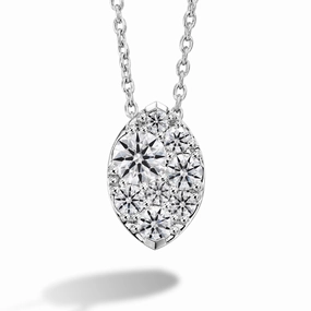 All Ages Party Adornment Summer Fun Hearts On Fire 18K White Gold Tessa Diamond Cluster Pendant with a 18K White Gold Link Necklace (0.50ctw)