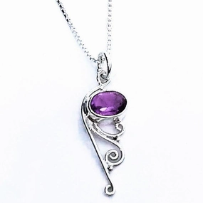 Feminine Touch Sterling Silver Pendant with Stone