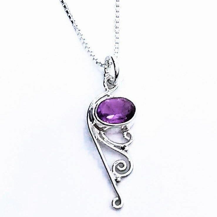Feminine Touch Sterling Silver Pendant with Stone