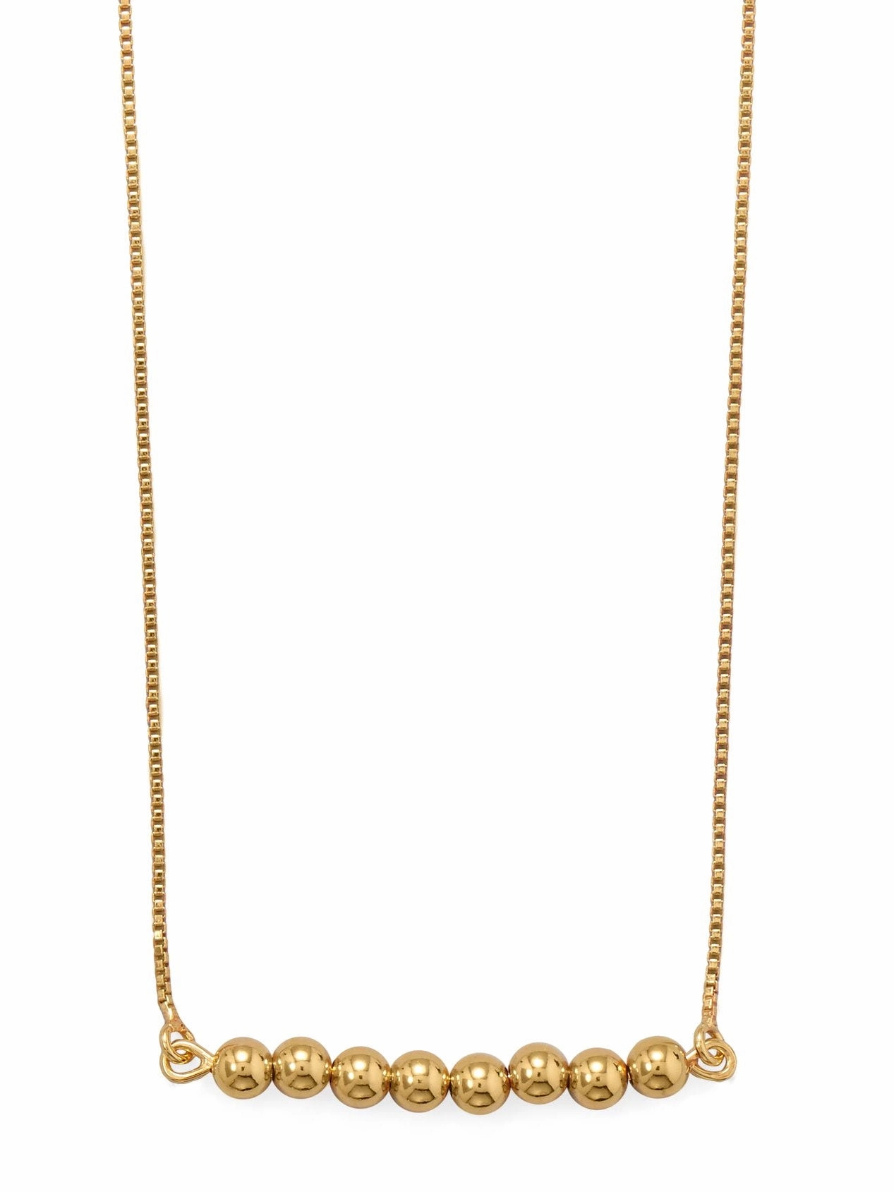 Polished Bead Bar Necklace Gold-plated Sterling Silver Adjustable Box Chain Minimal Fashion Signature Accent