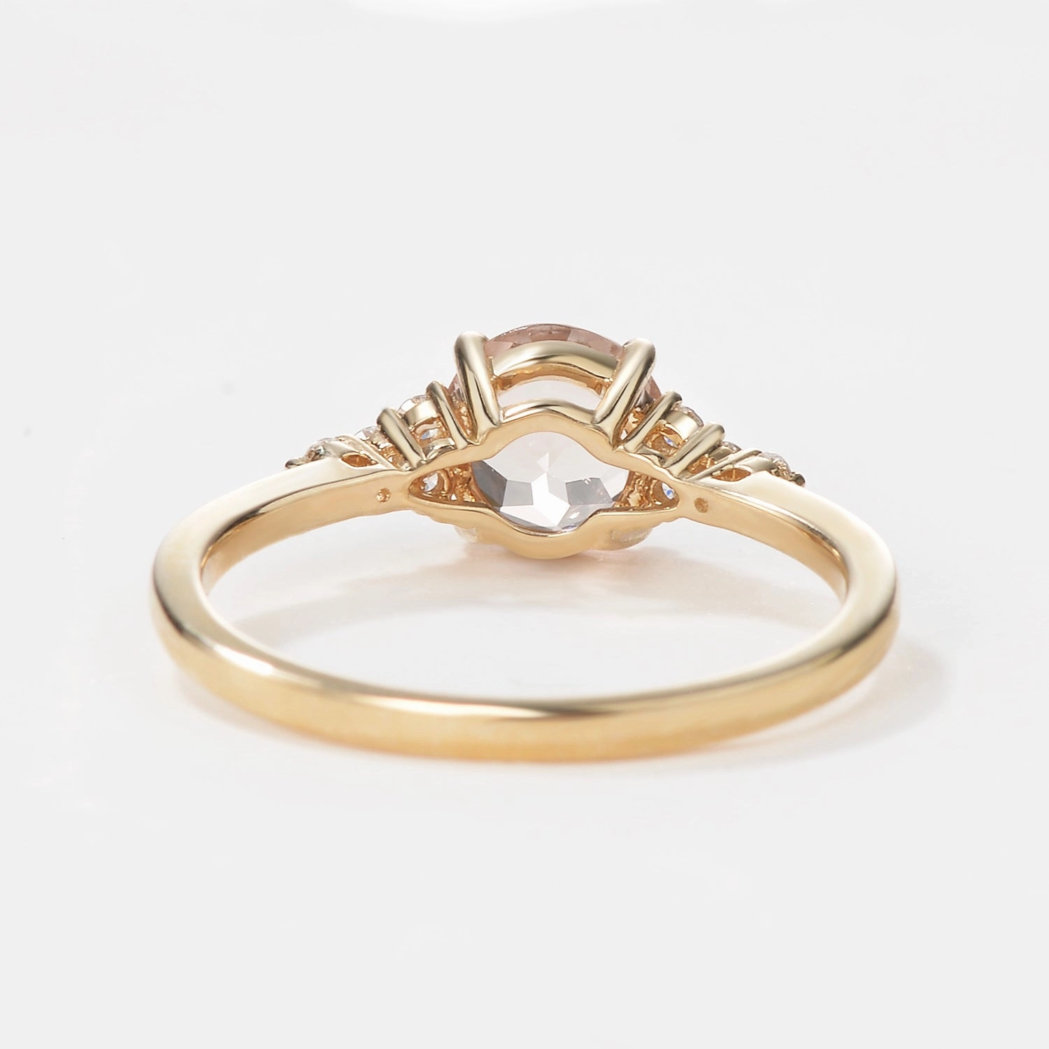 Round Cut Morganite Cluster Engagement Ring Bridal Accessory Seasonal Gift