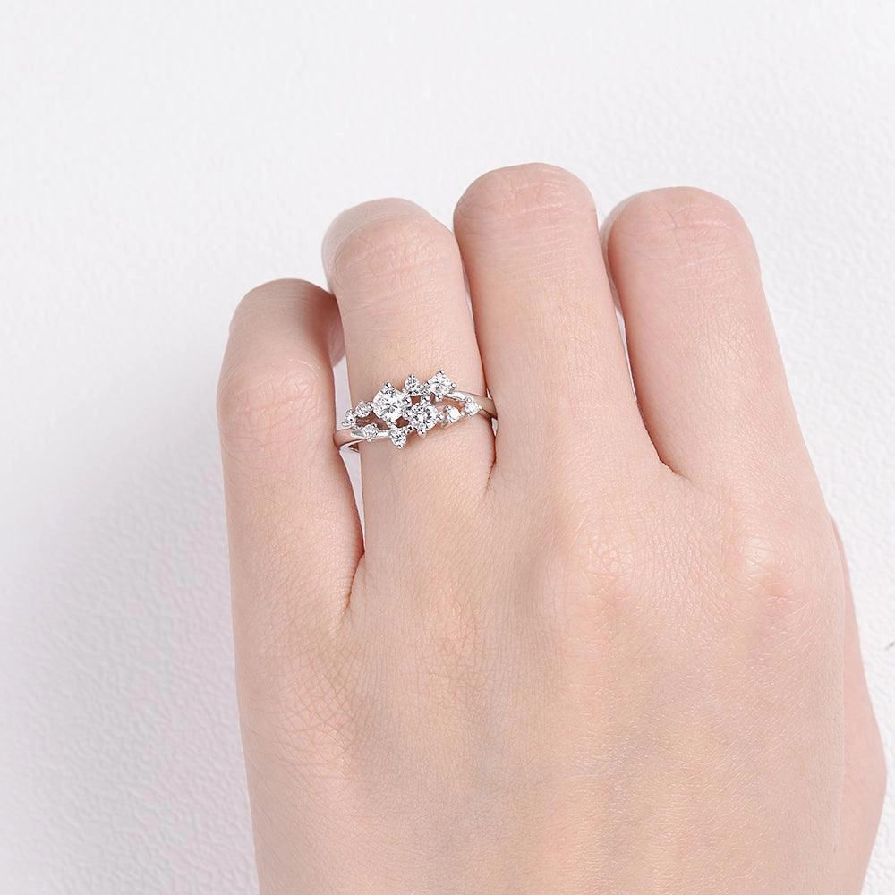 Moissanite Floral Inspired Cluster Ring Candid Shot