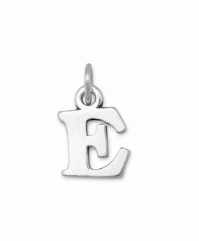 Elegant Highlight Engagement Style Alphabet Letter E Charm Sterling Silver - Made in the USA