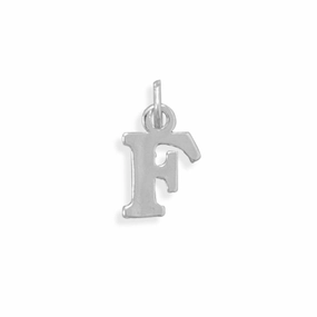 Alphabet Letter F Charm Sterling Silver - Made in the USA Sleek Outline Seasonal Pick