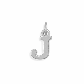 Alphabet Letter J Charm Sterling Silver - Made in the USA Handcrafted Jewelry