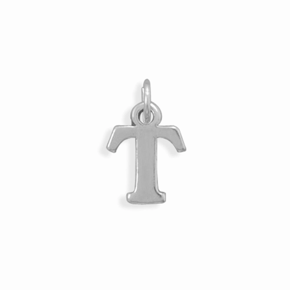 Alphabet Letter T Charm Sterling Silver - Made in the USA Fashion Collection