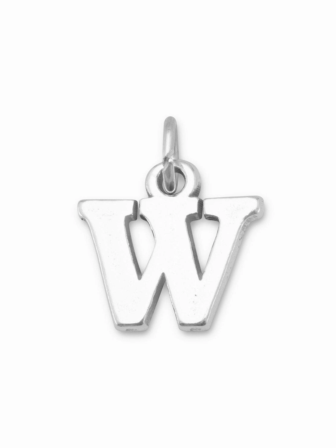 Handcrafted Finish Alphabet Letter W Charm Sterling Silver - Made in the USA