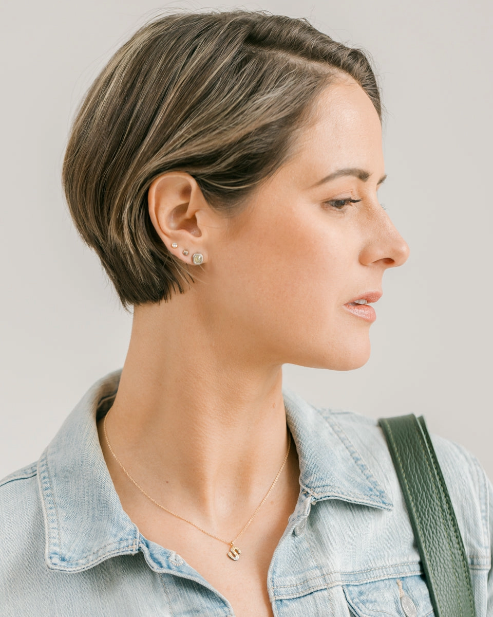 Alphabet Necklace 2.0 on 14ky Gold Chain - 22ky, 18ky, Oxidized Silver   VS Diamond Pure Style Artisan Present