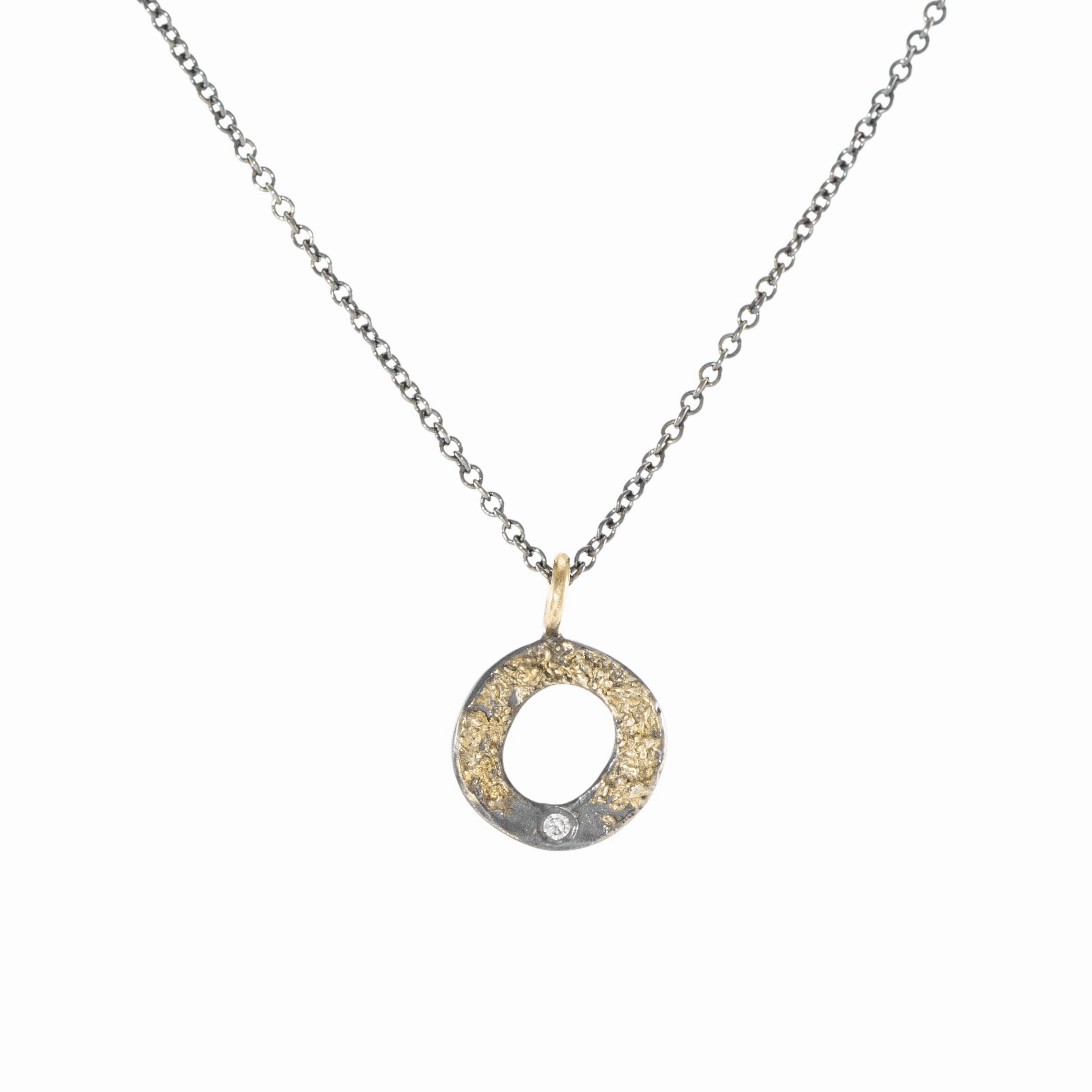 Alphabet Necklace 2.0 on Oxidized Silver Chain - 22ky, 14ky, Oxidized Silver   VS Diamond Ornamental Adornment Active Look