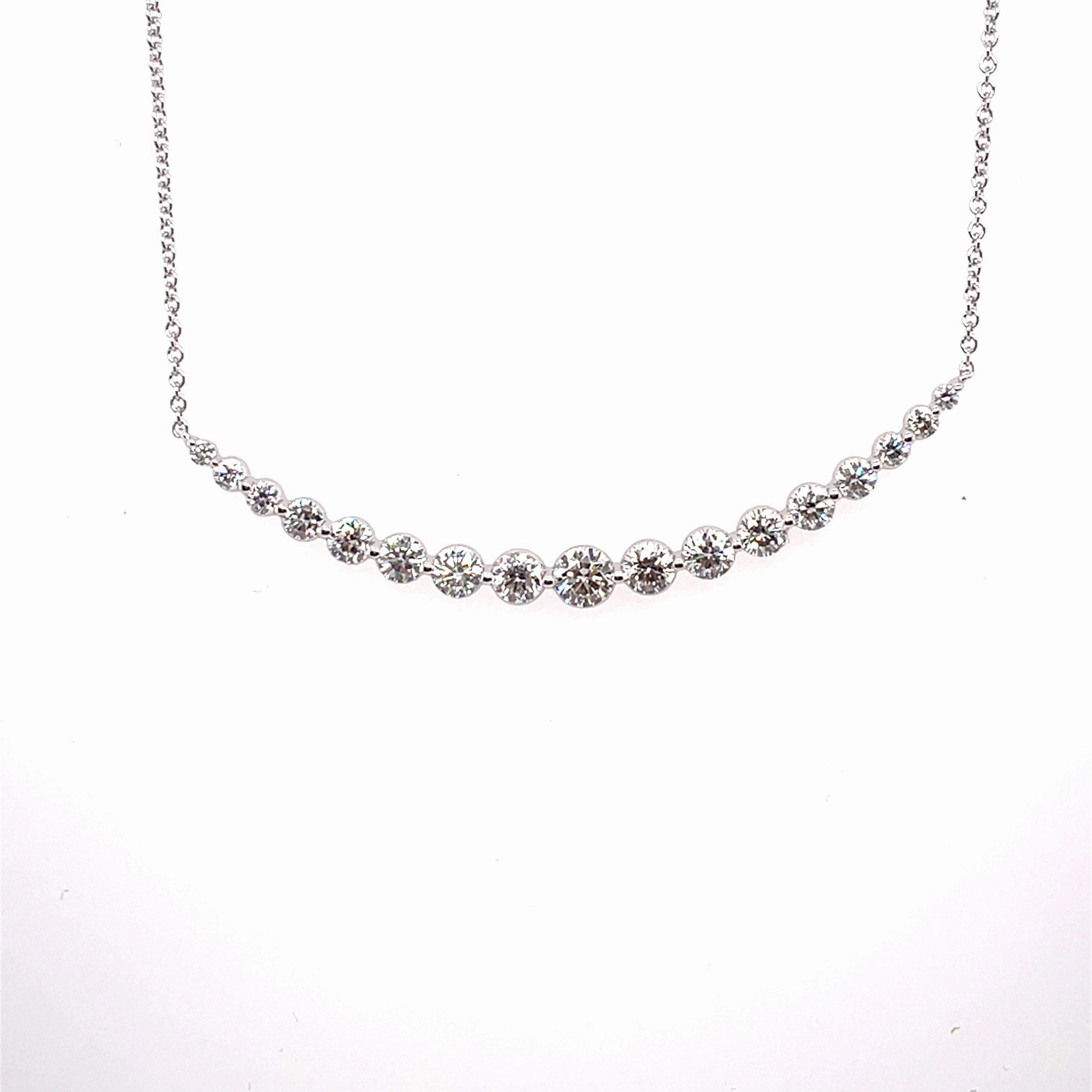 Bremer Jewelry 18K White Gold Round Shape Diamonds 18K White Gold Necklace (1.90ctw) Superb Item Weekend Outfit