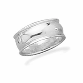 High Polish Wedding Band Ring with Edge, Size 7 Neutral Spark