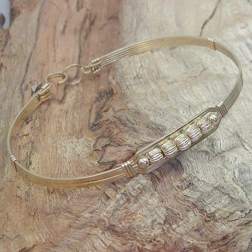 5 Little Beads Fluted Gold Filled Beads Wire Wrapped Bracelet Smart purchase