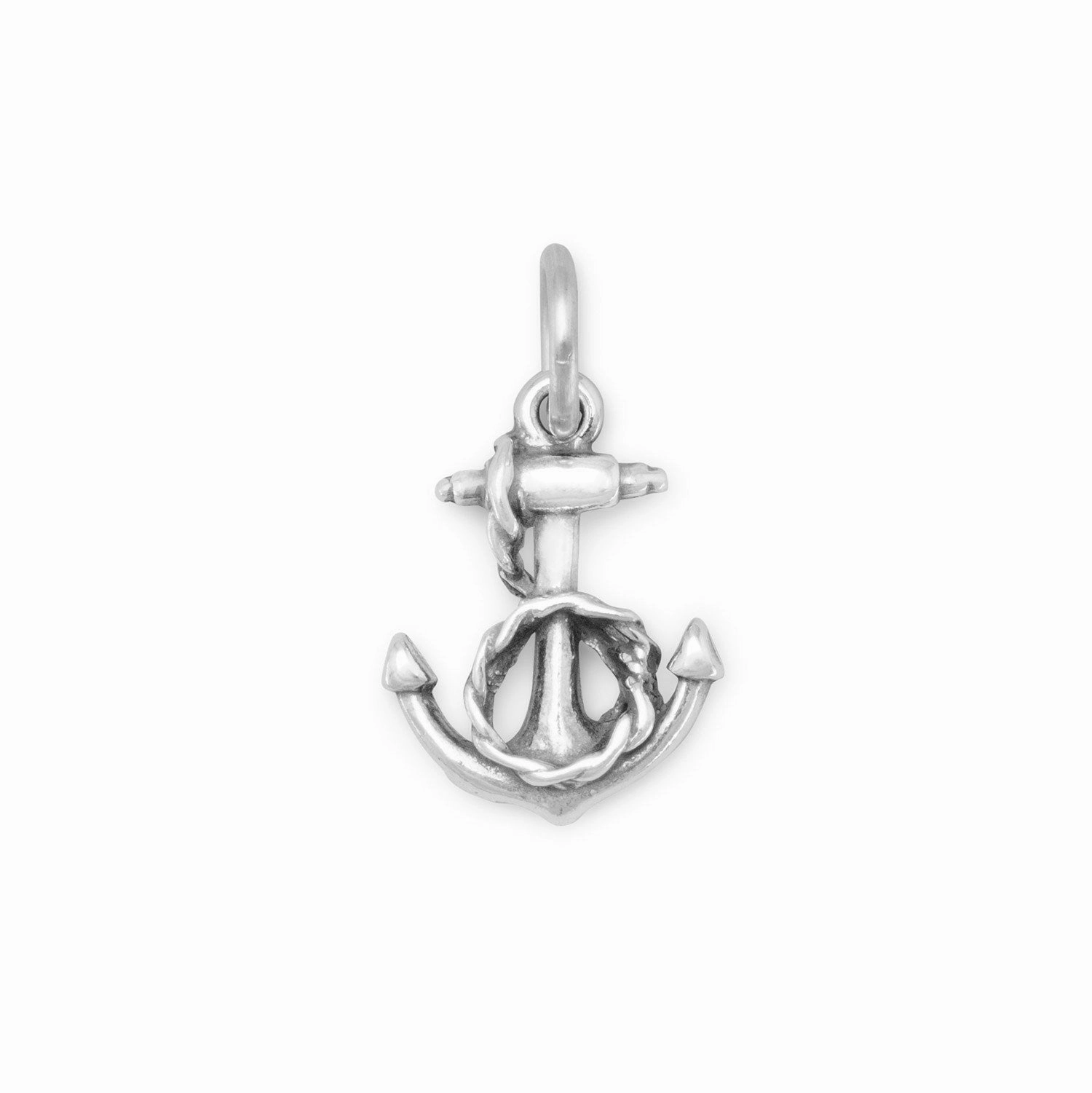 Anchor and Rope Charm Sterling Silver, Made in the USA Luxe Shine Up