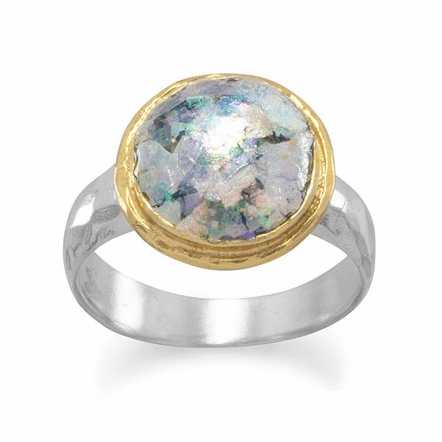 Ancient Roman Glass Ring Two Tone Gold-plated Sterling Silver Classic Choice Trendy Item