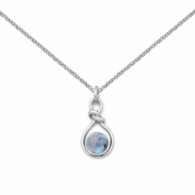 Ancient Roman Glass Small Knot Pendant Sterling Silver, Chain Included Soft Spark