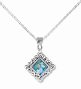 Ancient Roman Glass Small Pendant Sterling Silver with 18-inch Chain Timeless elegance Urban Mood