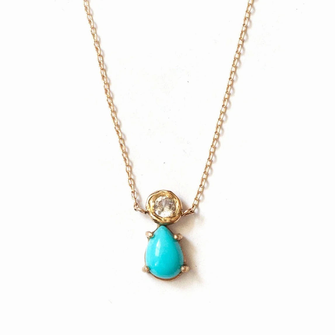 Dearest Pendant - 14k Gold, Turquoise   White Sapphire Sweet Memory Event Ready