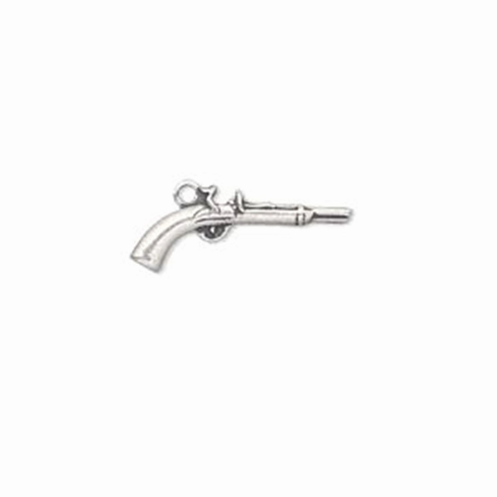 Antique Pistol Charm Oxidized Sterling Silver Subtle Grace Crystal Clear