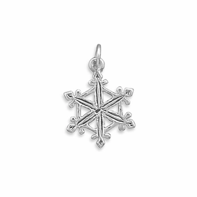 Distinct Accent Antiqued Finish Snowflake Pendant Charm