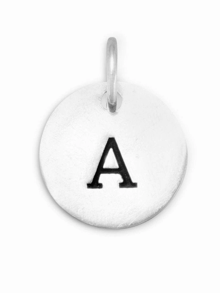 Antiqued Finish Sterling Silver Letter A Disk Charm Graceful Mood