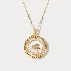 Travel Essential Gift For Her Aquarius Galaxy Constellation Pendant Necklace