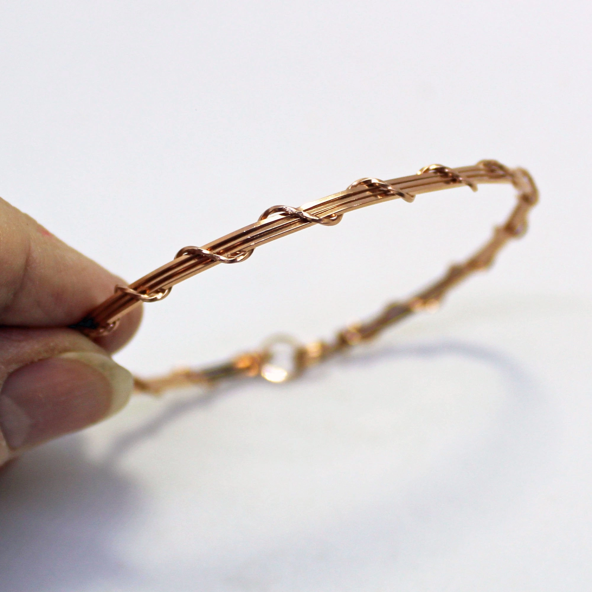 14kt Rose Pink Gold Filled Wire Wrapped Stackable Bracelet  SSSwa Lasting Beauty