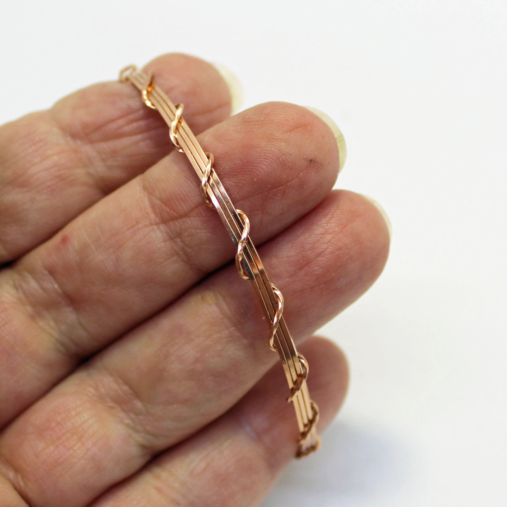 Commendable Fusions 14kt Rose Pink Gold Filled Wire Wrapped Stackable Bracelet  SSSwa