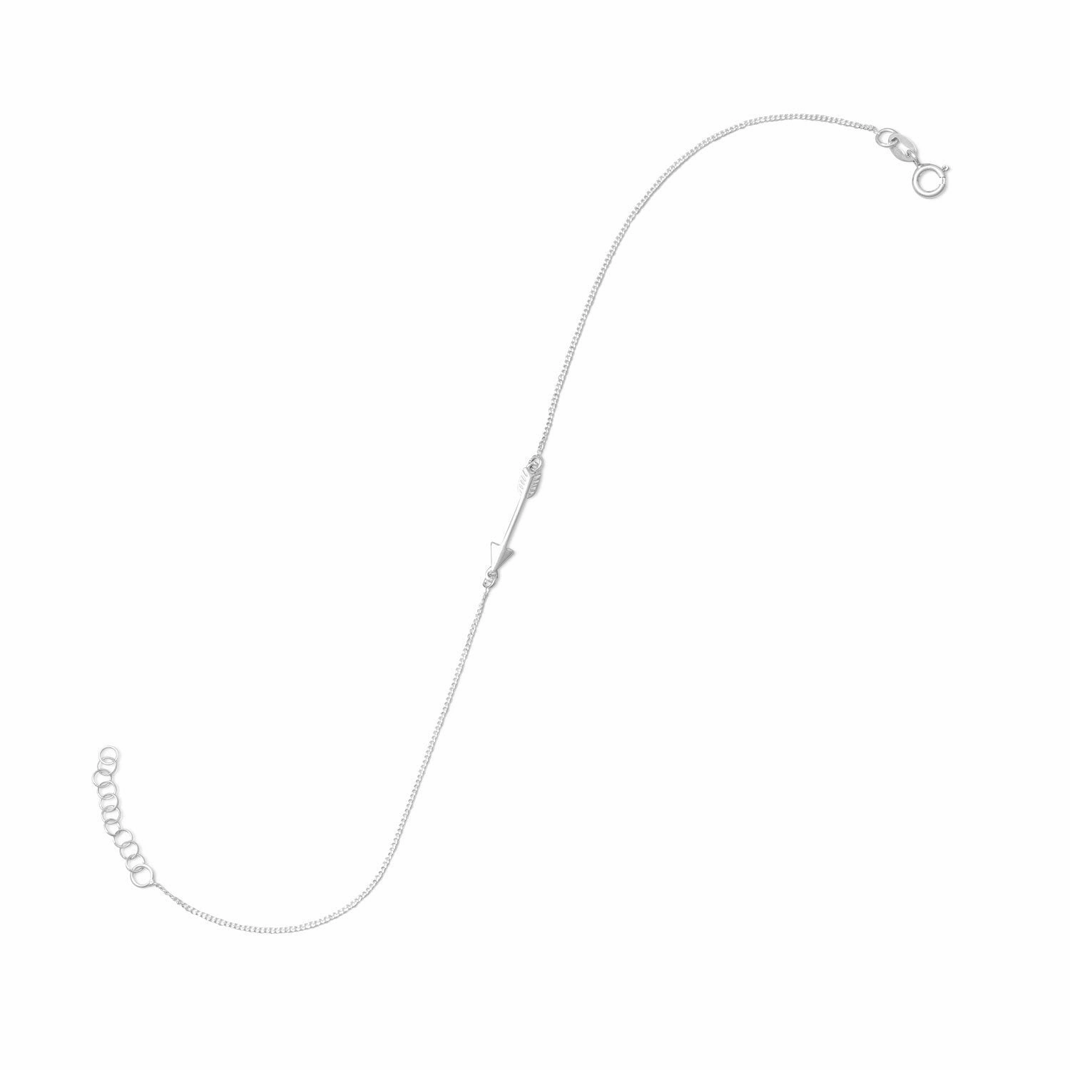 Shiny Gifts Arrow Ankle Bracelet Anklet Chain Sterling Silver Adjustable Length, 11