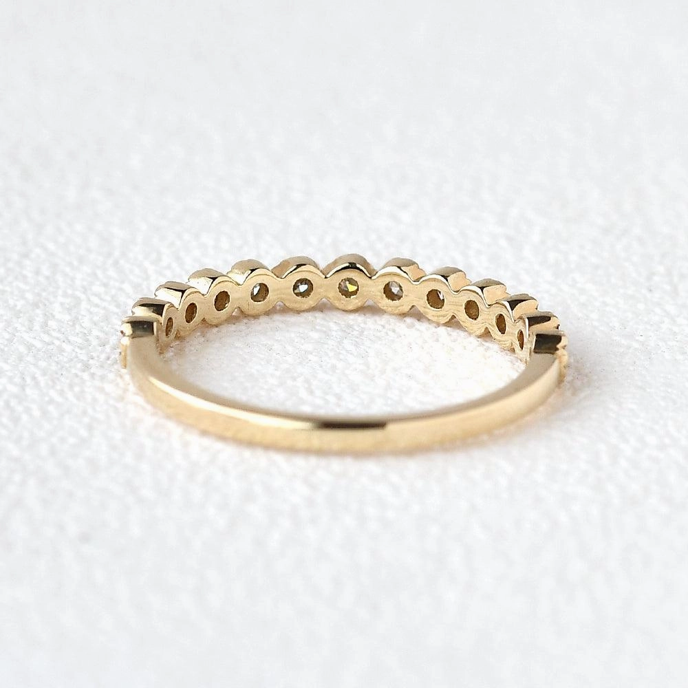 Art Deco Moissanite Yellow Gold Stacking Ring Glamorous Pieces