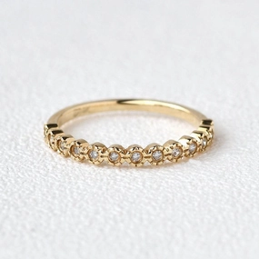 Art Deco Moissanite Yellow Gold Stacking Ring Styled Finish Trend Focused