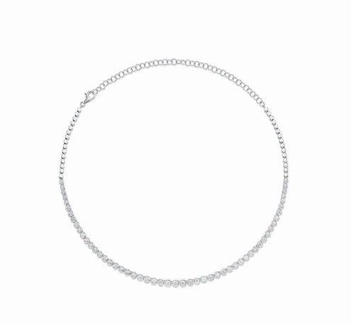 Trendy Jewelry Exquisite Accessory Round Shape Diamond 14K White Gold Riviera Necklace (2.00ctw)