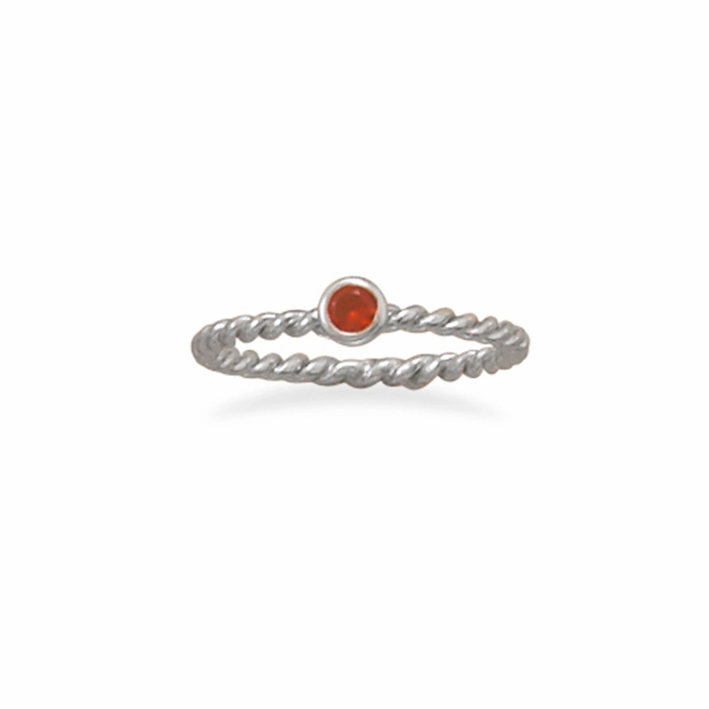 exquisite design Stackable July Ring Rhodium on Sterling Silver Rope Band